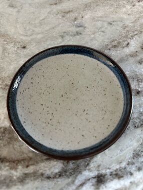 Speckled Ceramic Trinket dish with Blue Rim